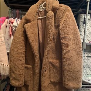 Thigh length teddy coat